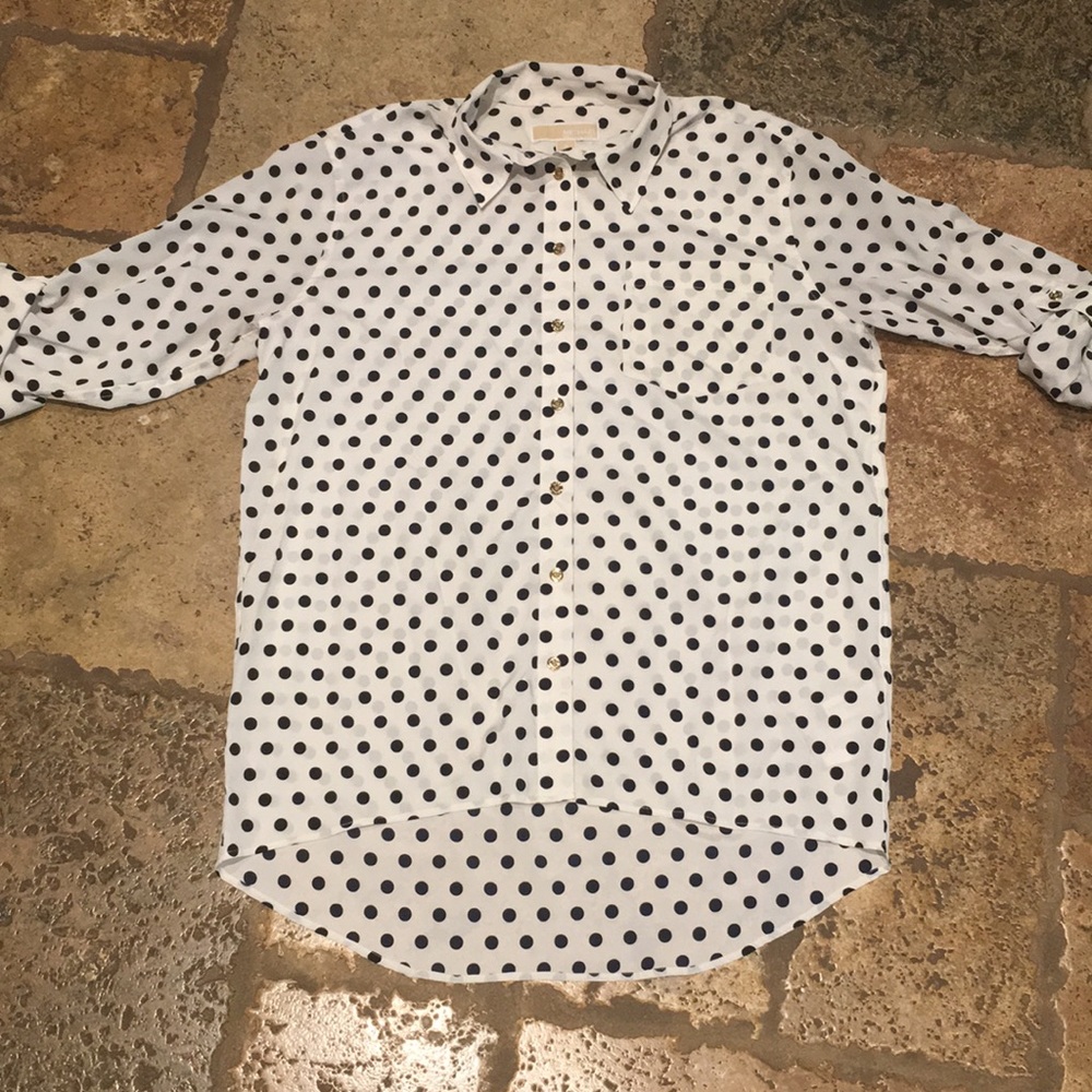 Michael Kors polka dot silk button down